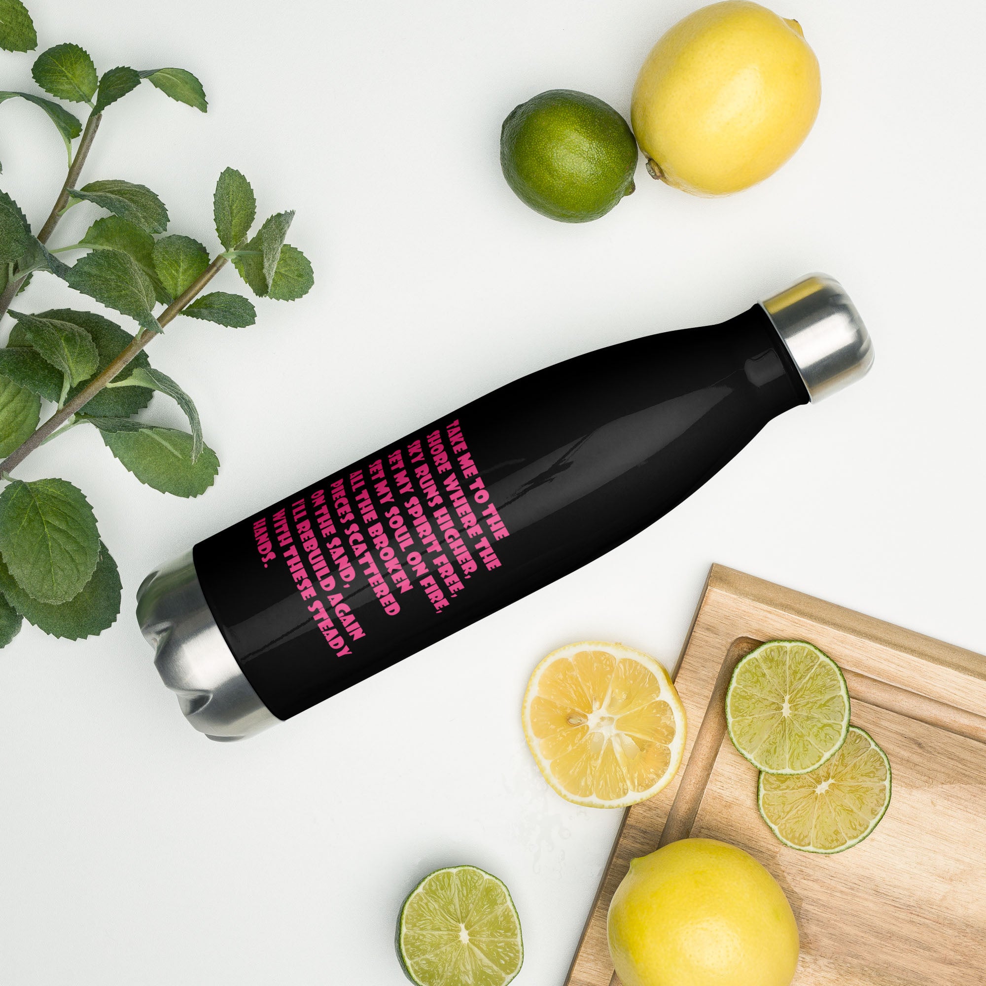 Stainless Steel Water Bottle Black with custom Music Code