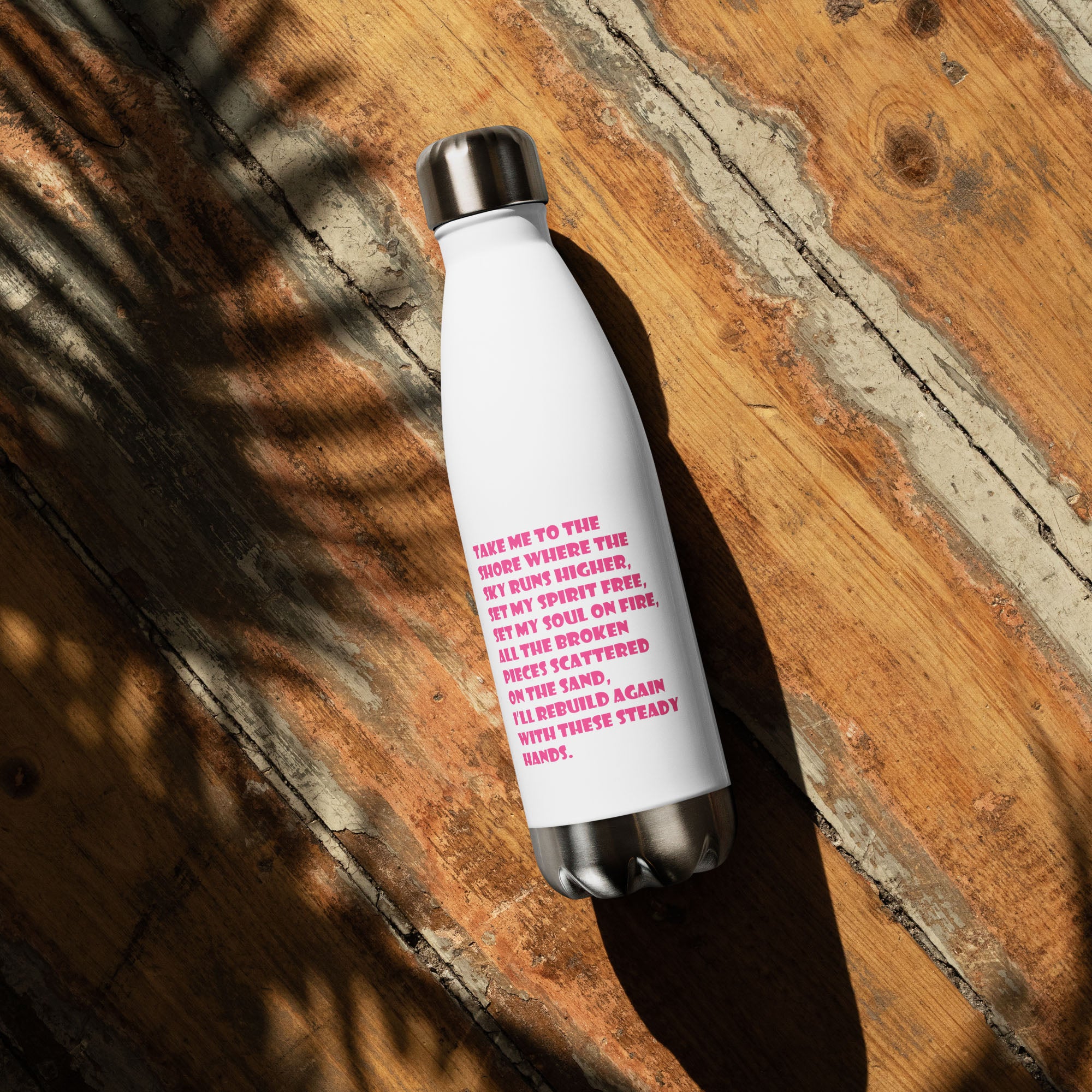 Stainless Steel Water Bottle White with custom Music Code