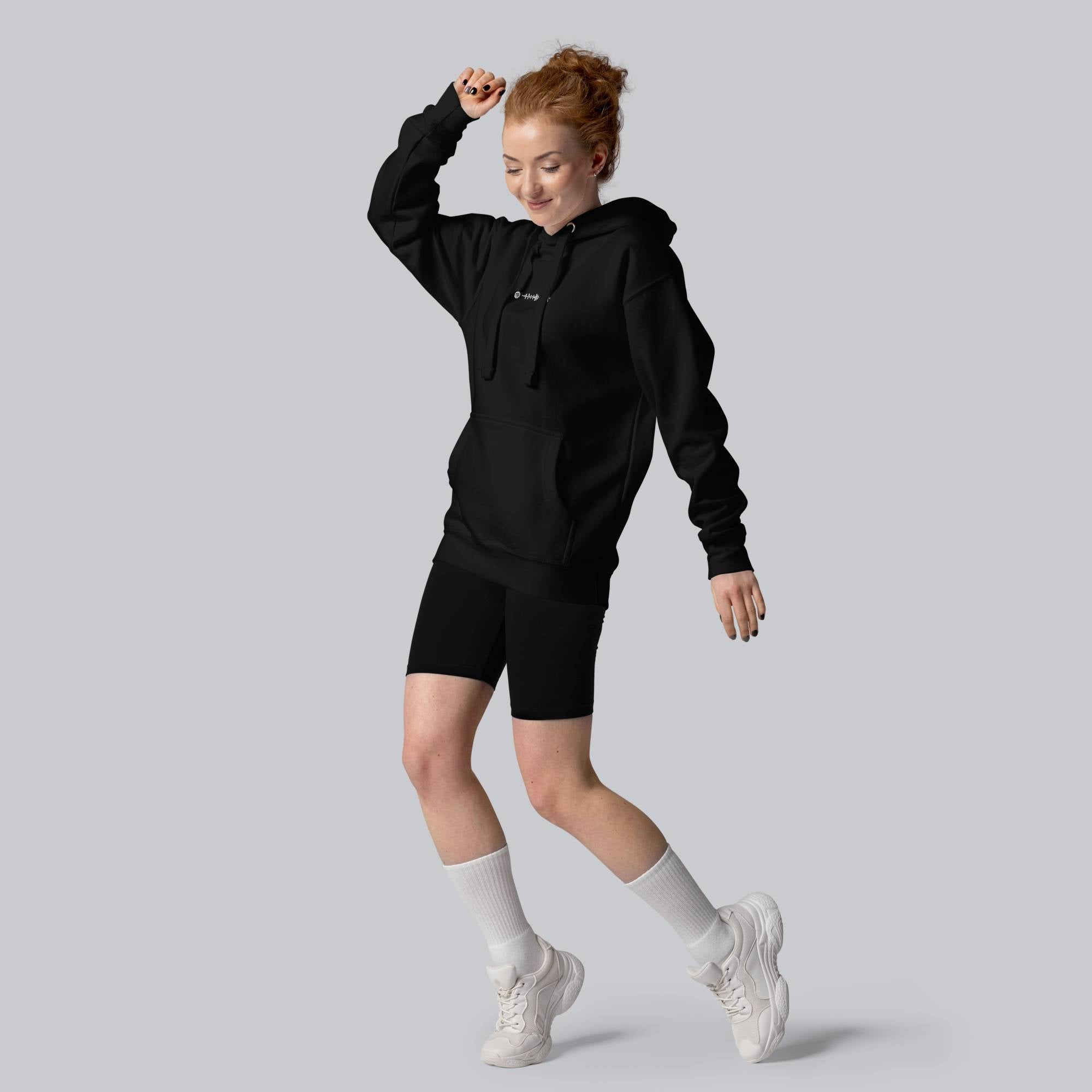Black hoodie with a custom Music Code