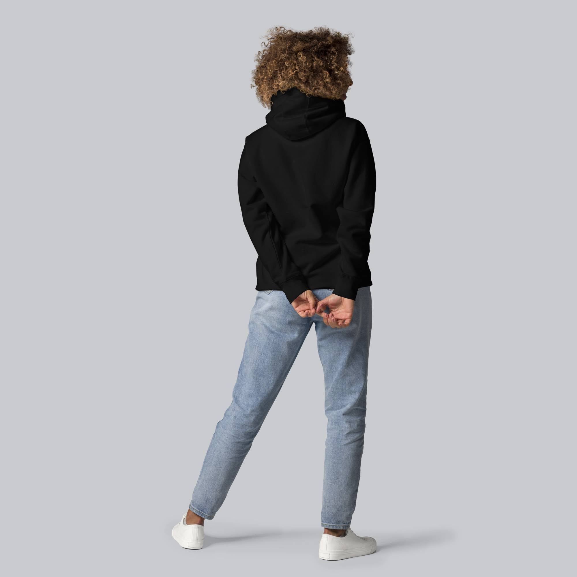 Black hoodie with a custom Music Code