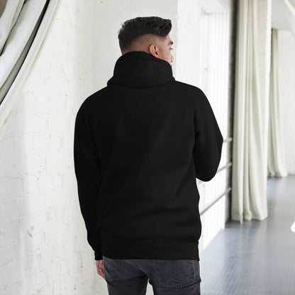 Black hoodie with a custom Music Code