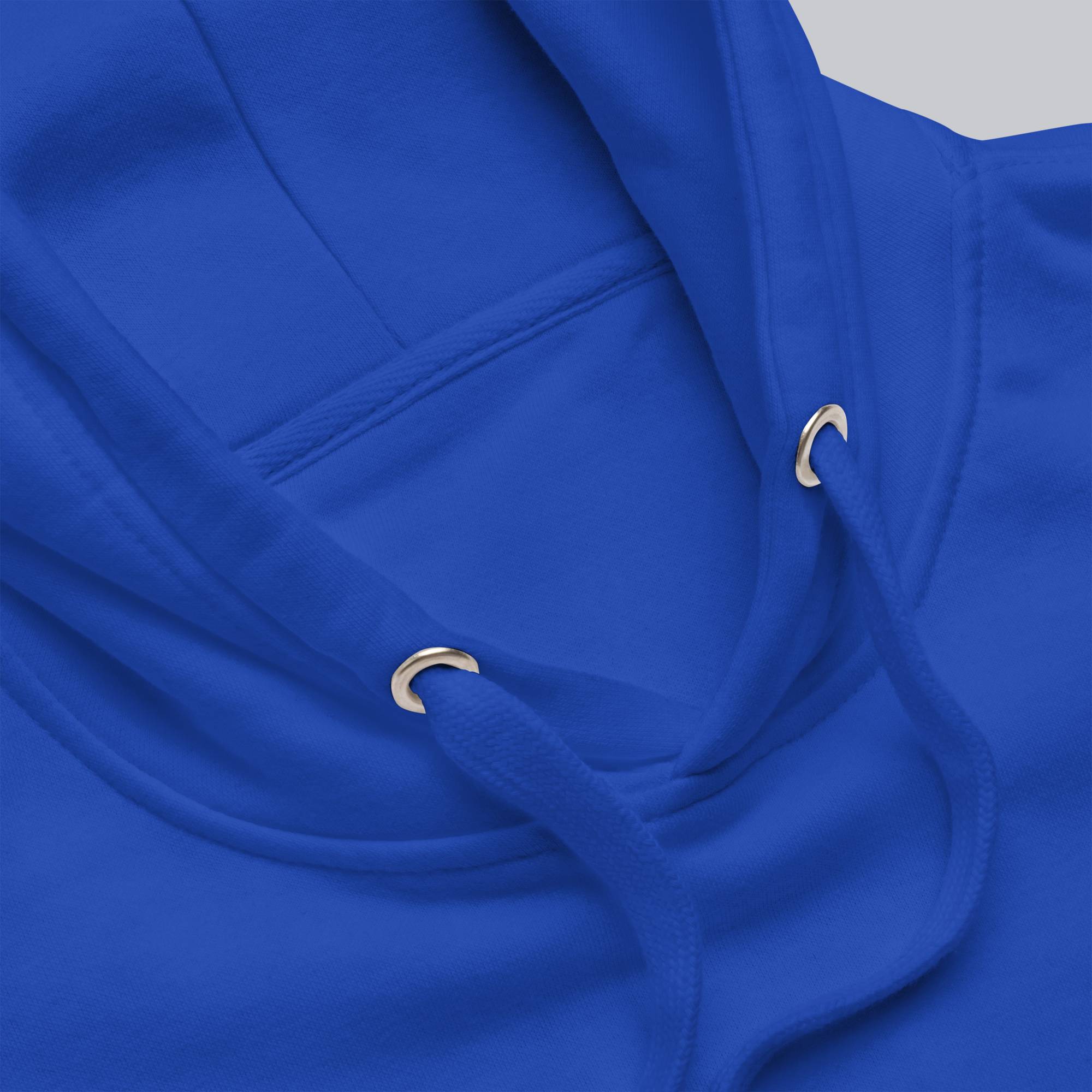 Blue hoodie with a custom Music Code