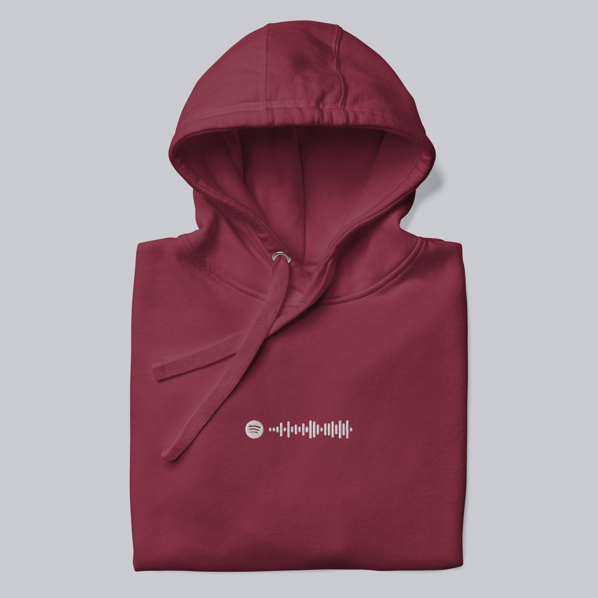 Bordeaux hoodie with a custom Music Code