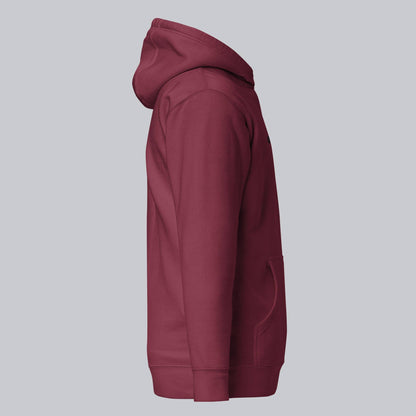 Bordeaux hoodie with a custom Music Code