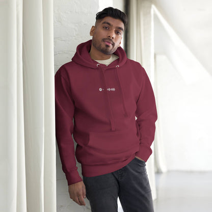 Bordeaux hoodie with a custom Music Code