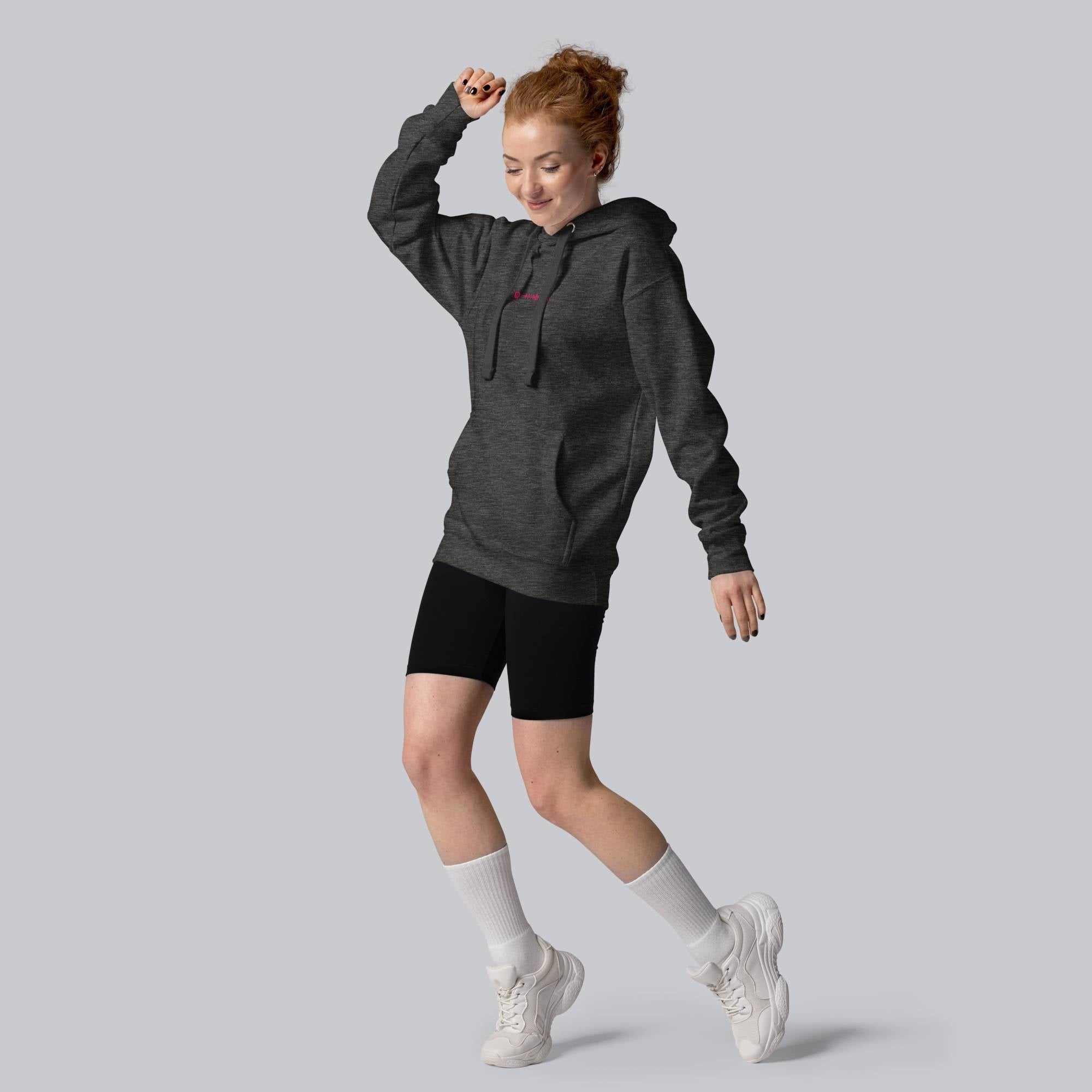 Dark grey hoodie with a custom Music Code