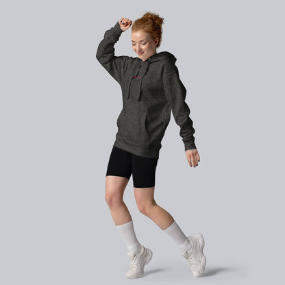 Dark grey hoodie with a custom Music Code