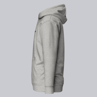 Grey hoodie with a custom Music Code
