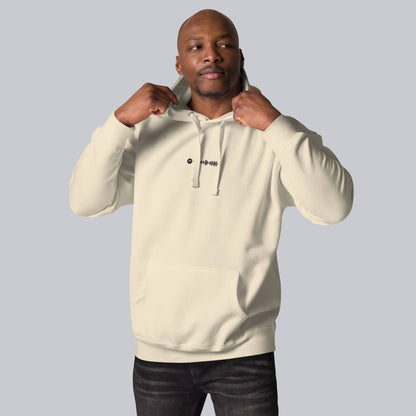 Light yellow hoodie with a custom Music Code