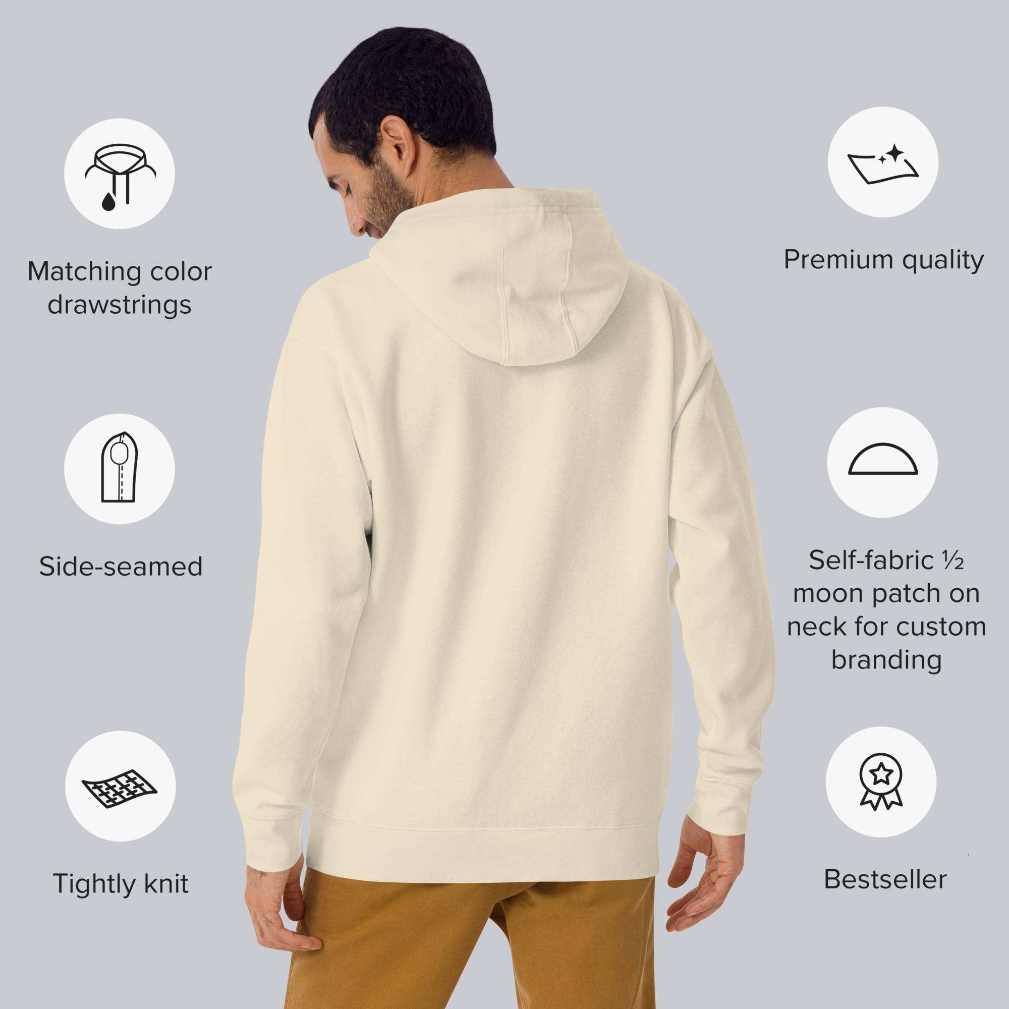 Light yellow hoodie with a custom Music Code