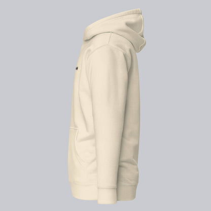 Light yellow hoodie with a custom Music Code