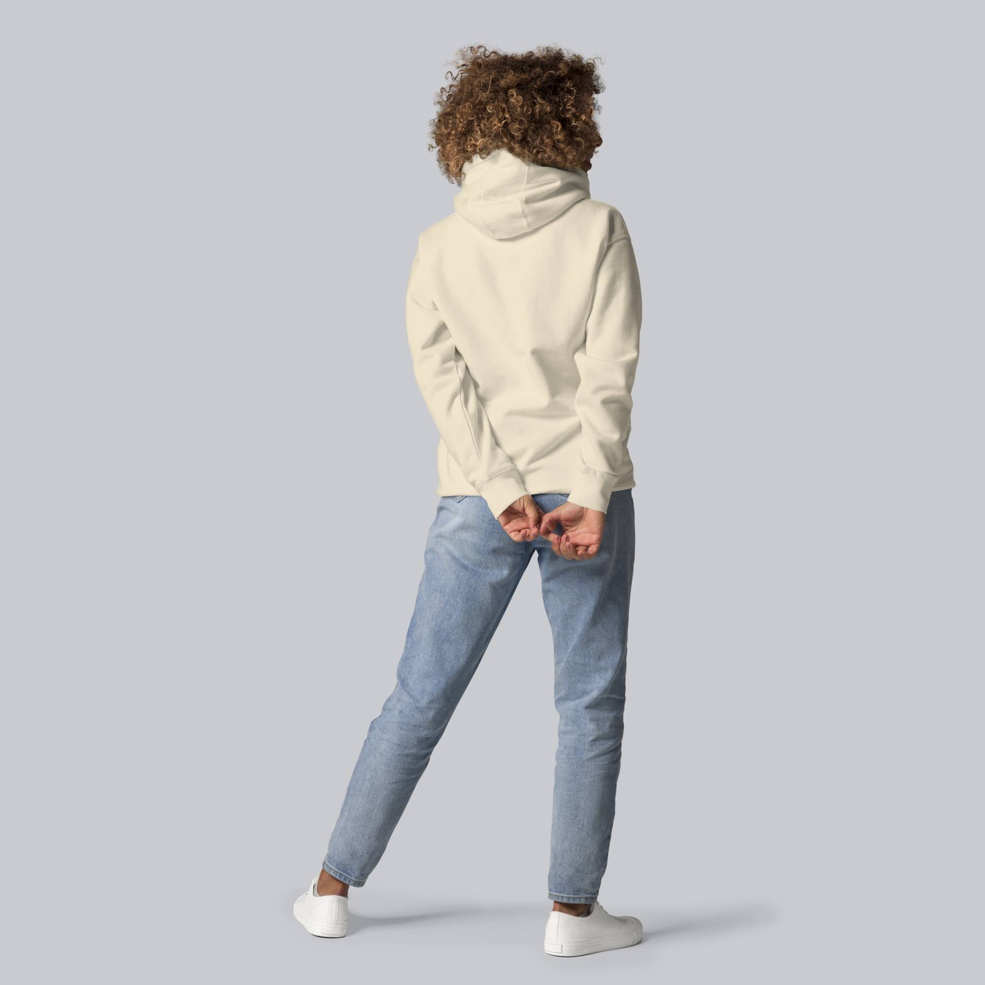 Light yellow hoodie with a custom Music Code