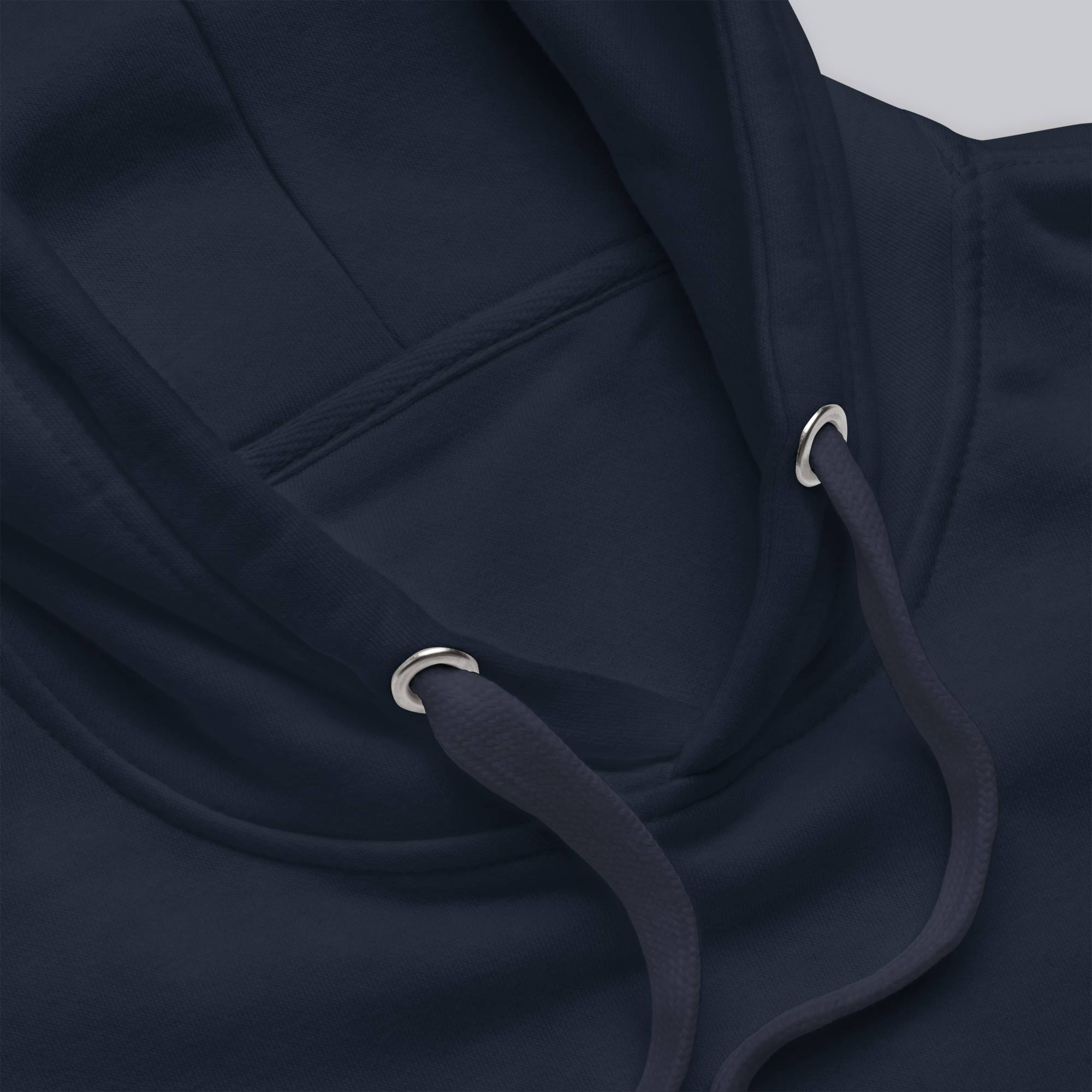 Navy hoodie with a custom Music Code