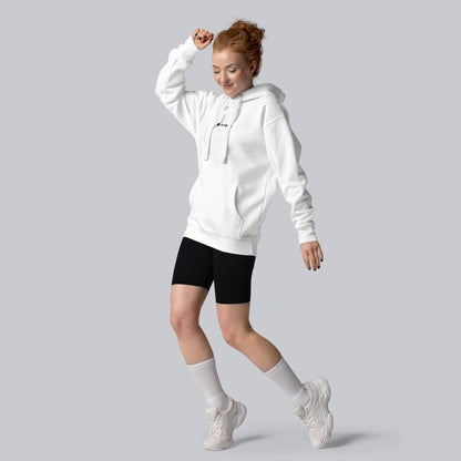 White hoodie with a custom Music Code