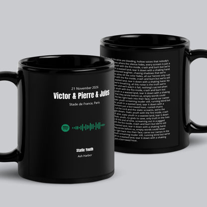 Black Glossy Mug 11oz with custom Music Code of your song