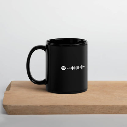 Black Glossy Mug 11oz with custom Music Code of your song