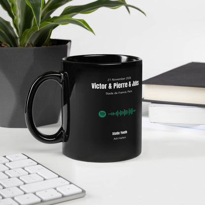 Black Glossy Mug 11oz with custom Music Code of your song