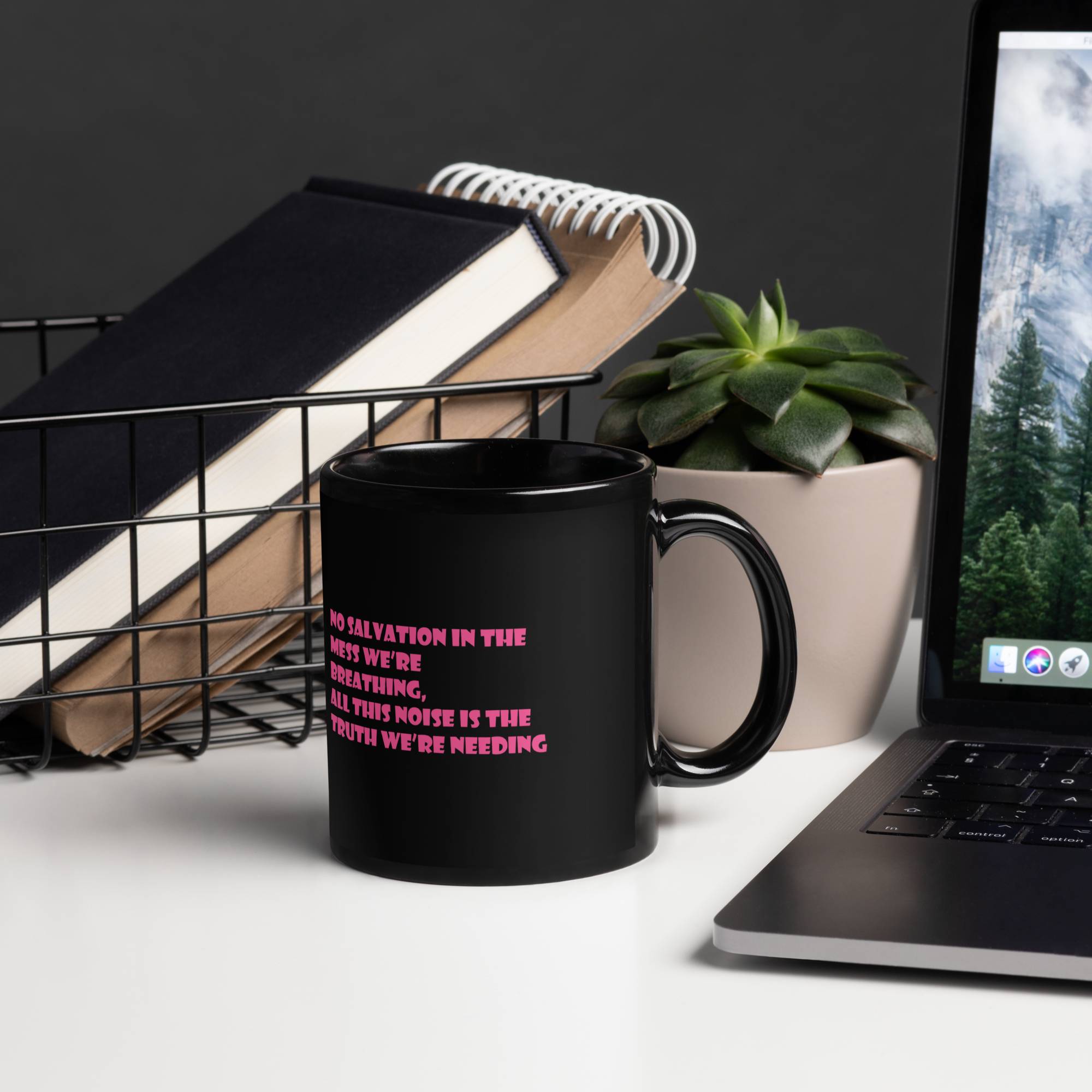 Black Glossy Mug 11oz with custom Music Code of your song
