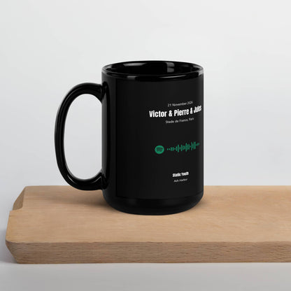 Black Glossy Mug 15oz with custom Music Code of your song