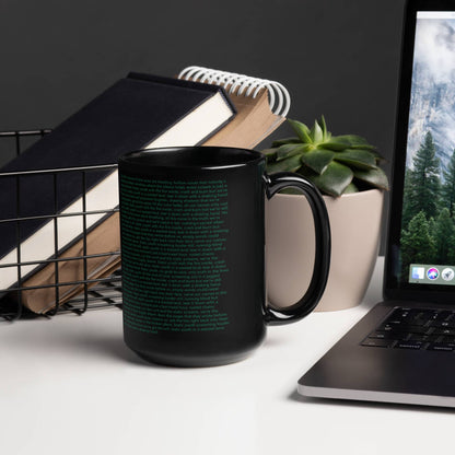 Black Glossy Mug 15oz with custom Music Code of your song