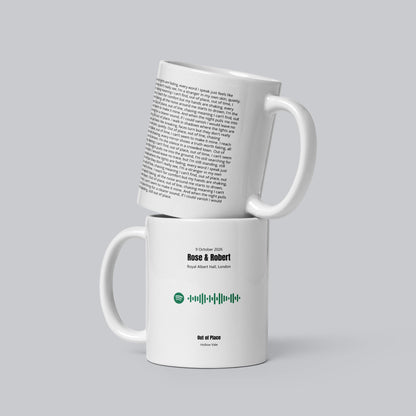 White Glossy Mug 11oz with custom Music Code of your song