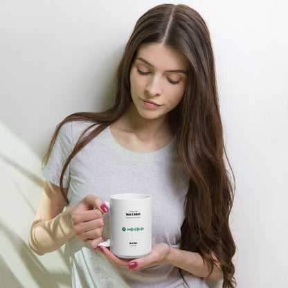 White Glossy Mug 15oz with custom Music Code of your song