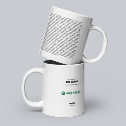 White Glossy Mug 20oz with custom Music Code of your song