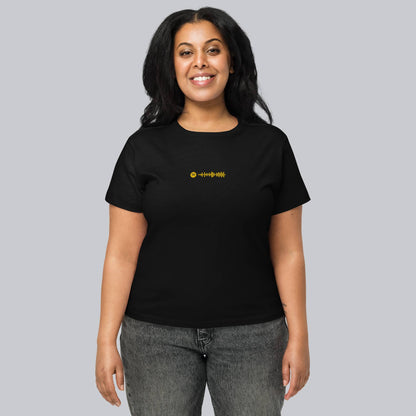 Black Short Women tshirt with custom Music Code