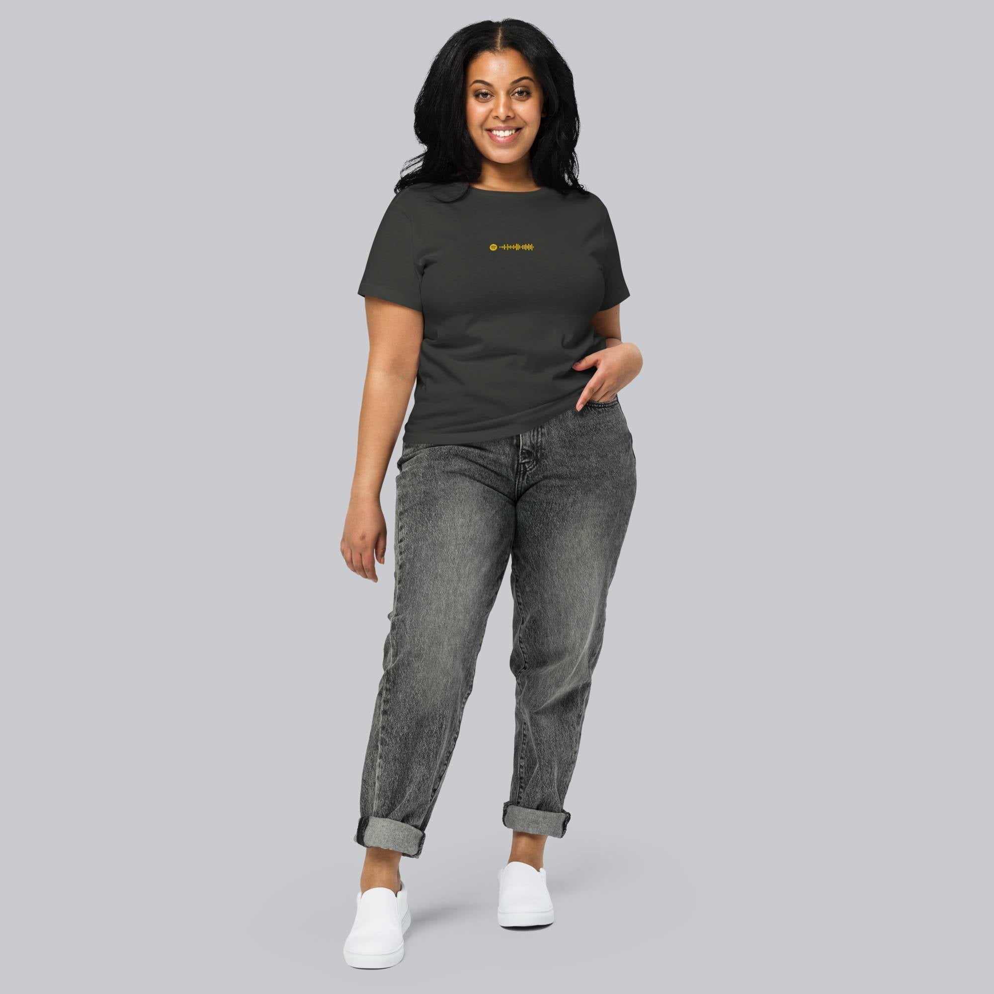Dark grey Short Women tshirt with custom Music Code