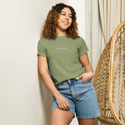 Light military green Short Women tshirt with custom Music Code