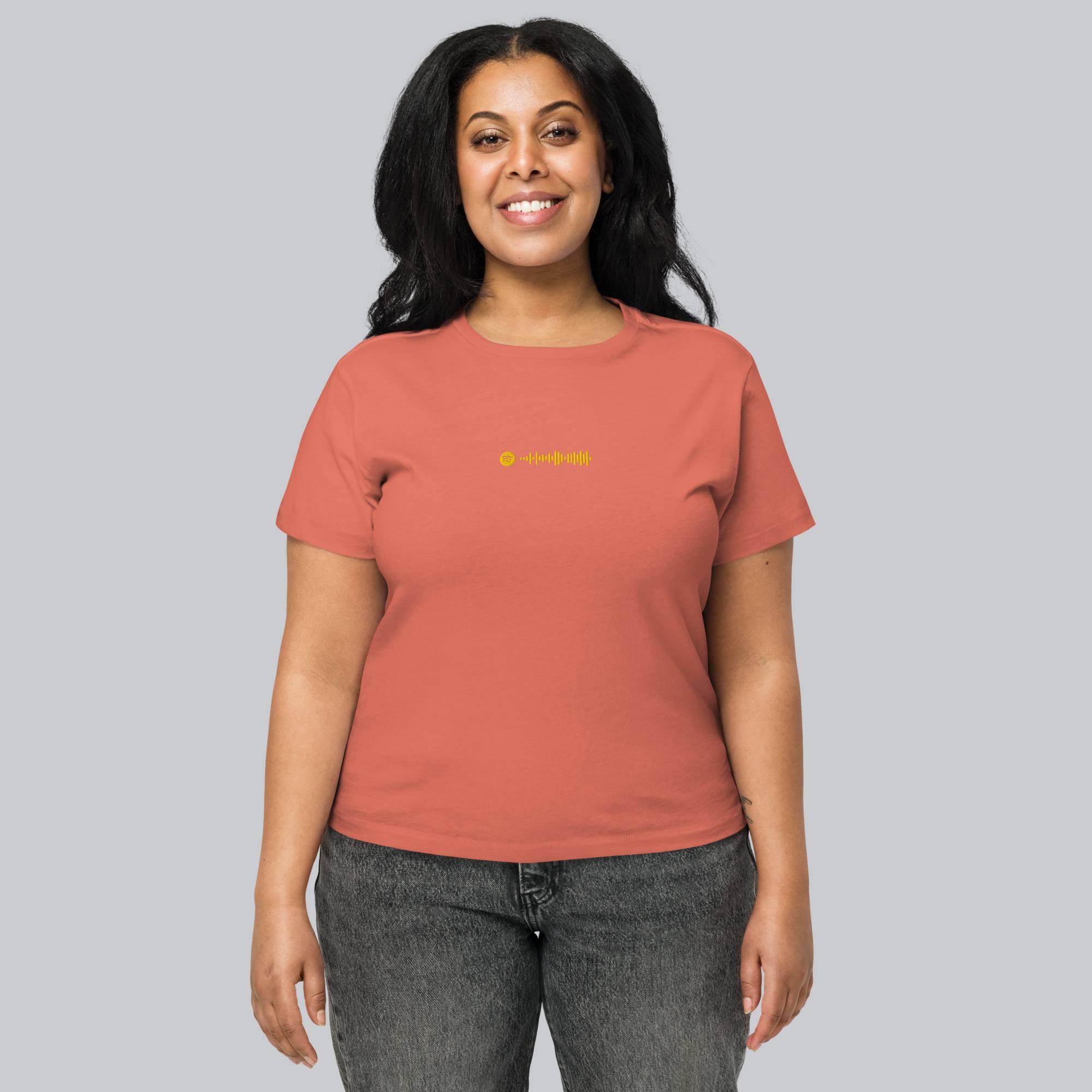 Brick red Short Women tshirt with custom Music Code