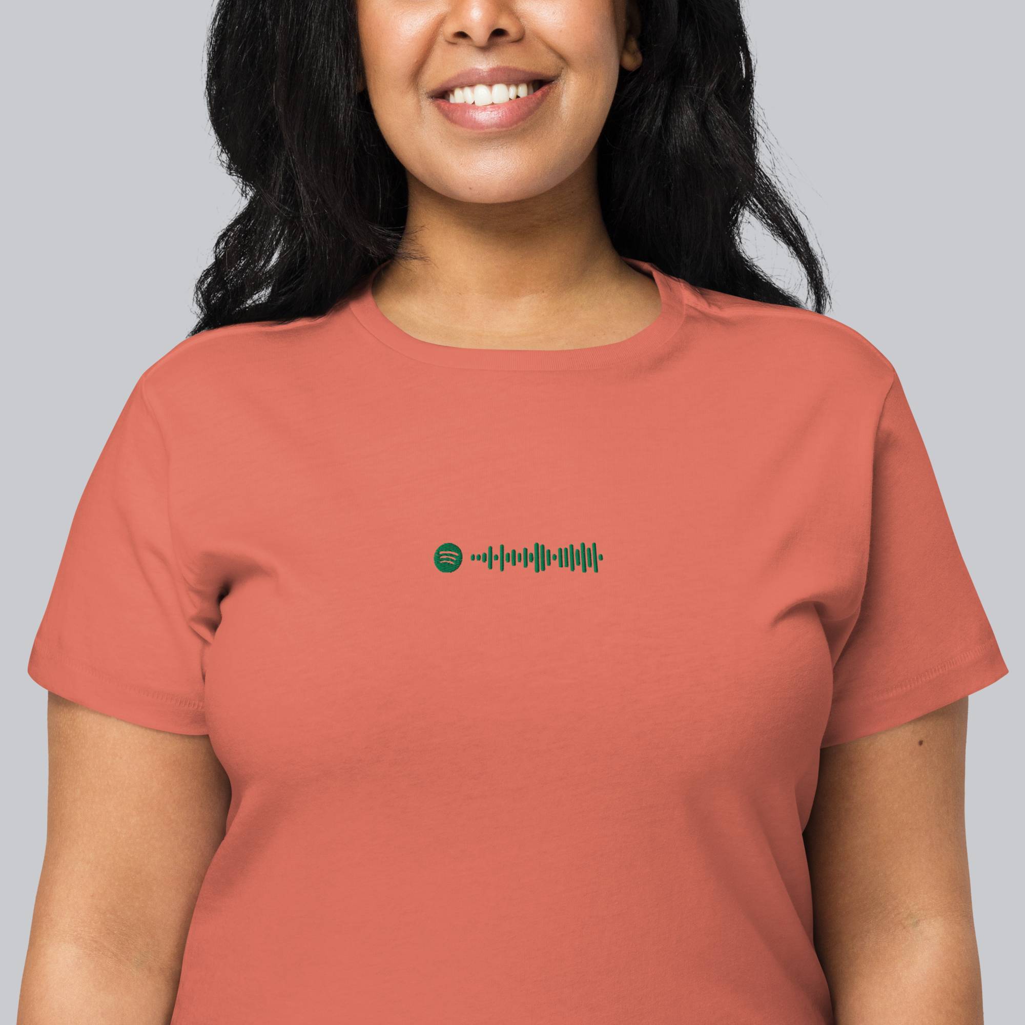 Brick red Short Women tshirt with custom Music Code