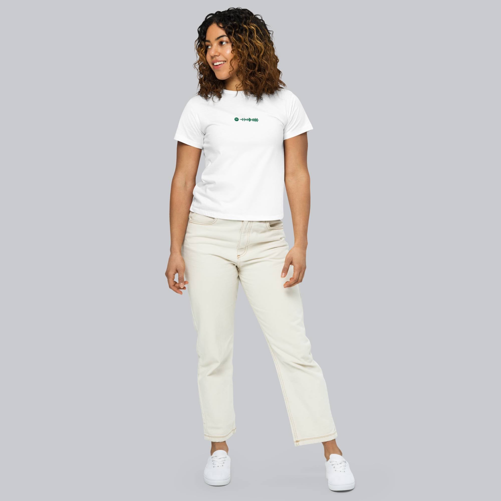 White Short Women tshirt with custom Music Code