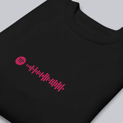 Black long-sleeve shirt with custom Music Code