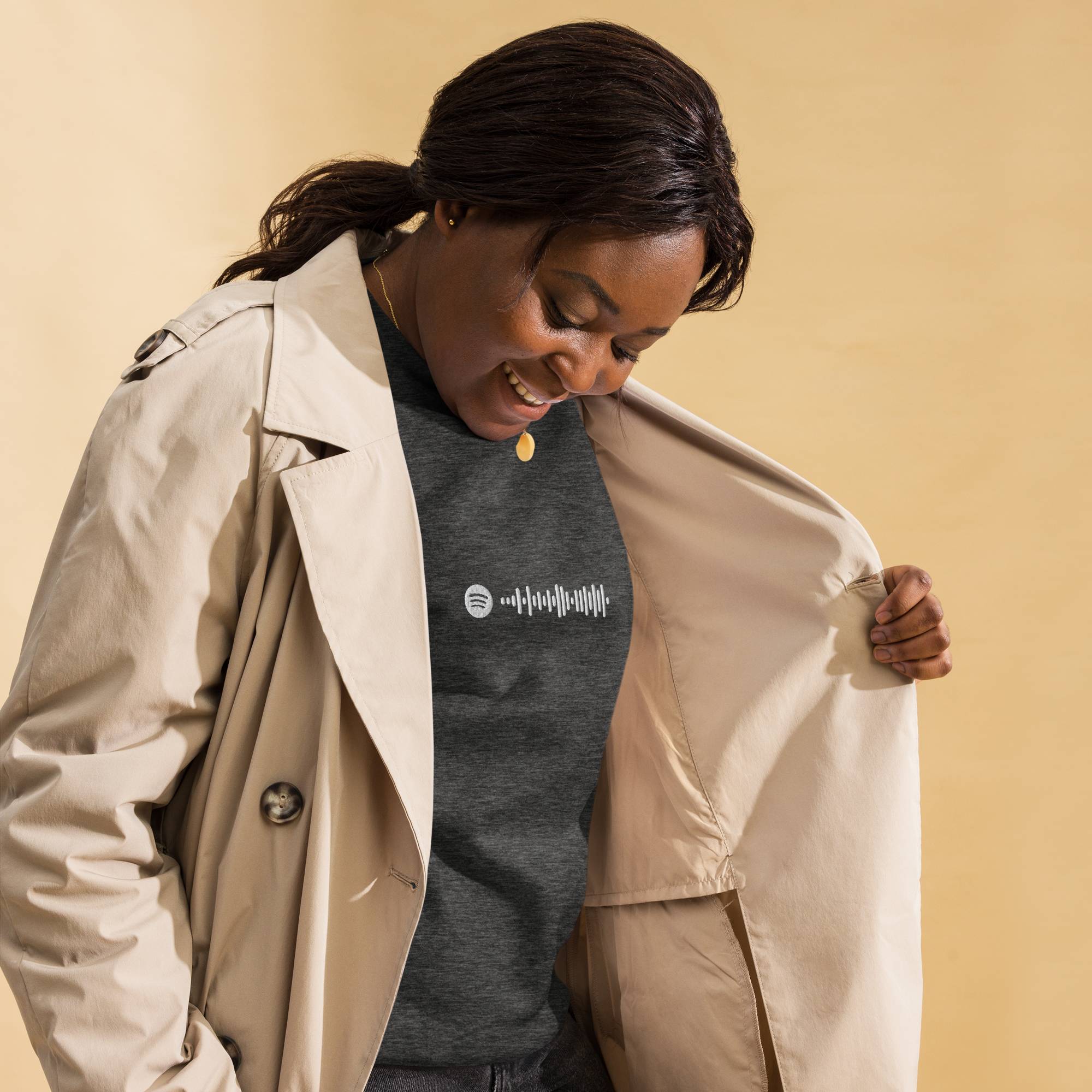 Dark Grey long-sleeve shirt with custom Music Code