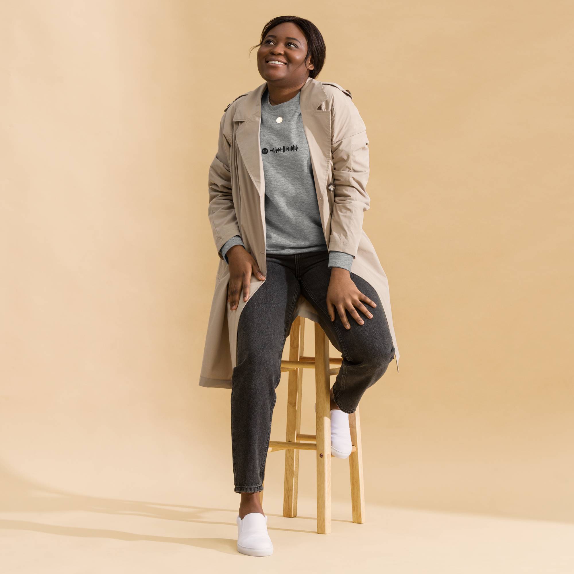 Grey long-sleeve shirt with custom Music Code