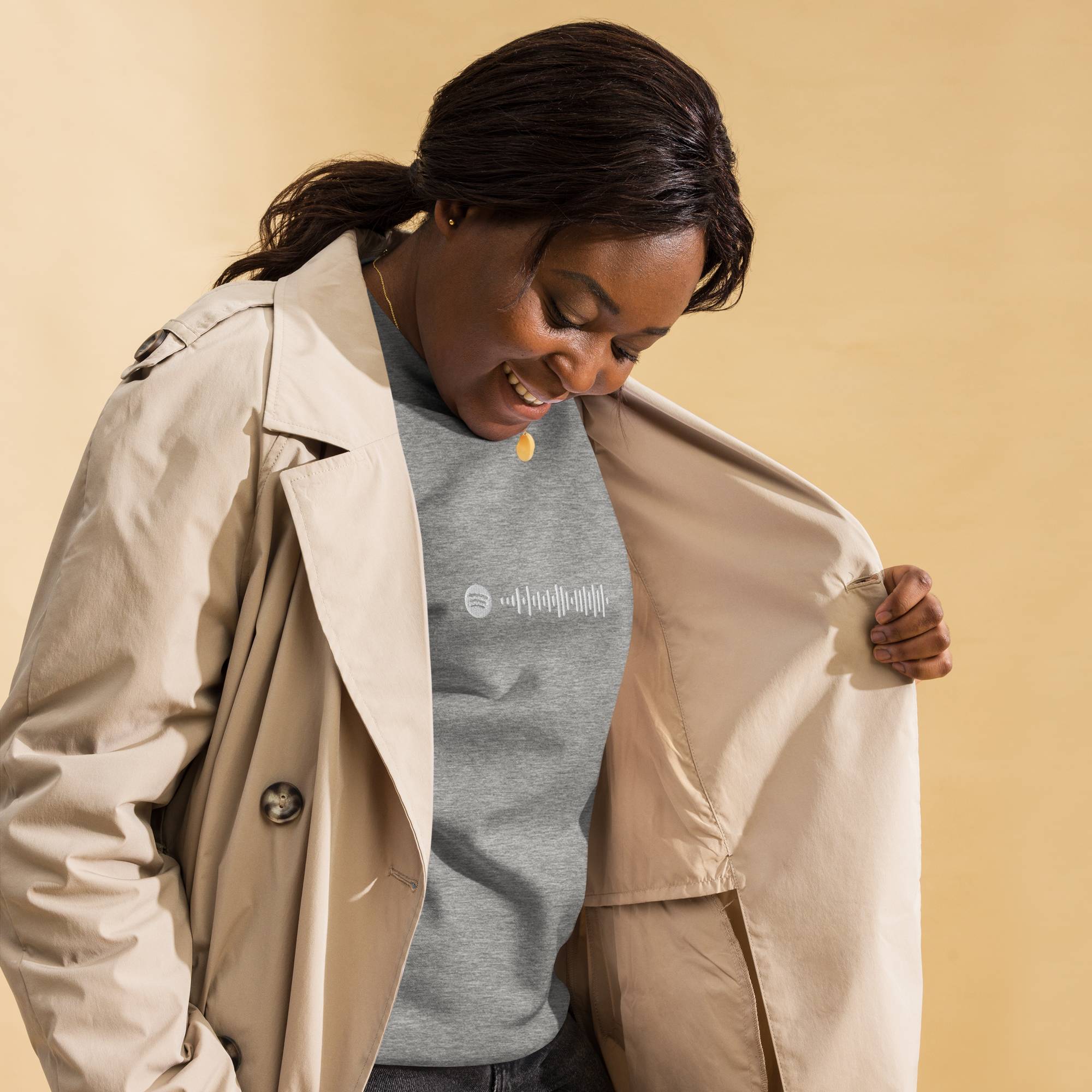Grey long-sleeve shirt with custom Music Code