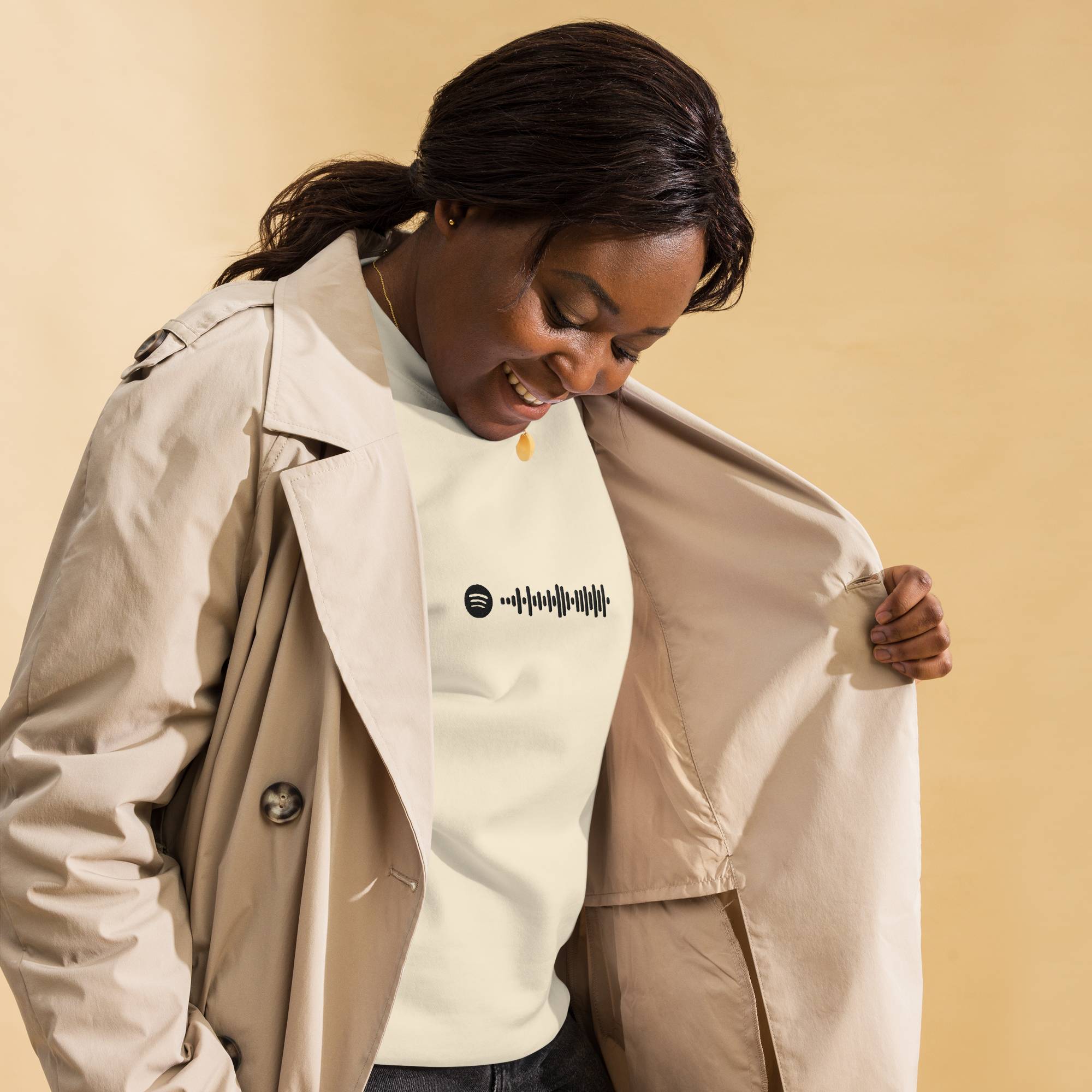 Light Yellow long-sleeve shirt with custom Music Code