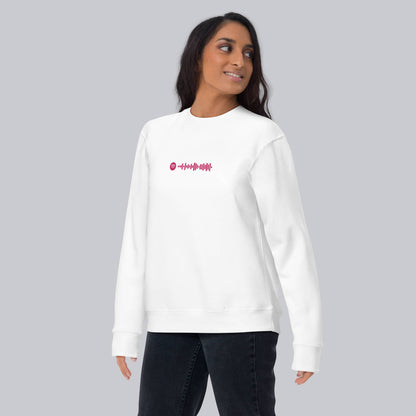 White long-sleeve shirt with custom Music Code
