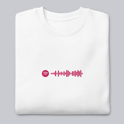 White long-sleeve shirt with custom Music Code