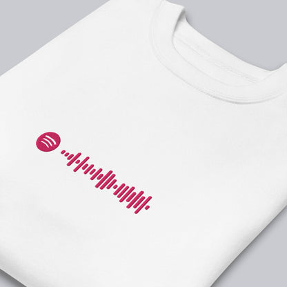 White long-sleeve shirt with custom Music Code