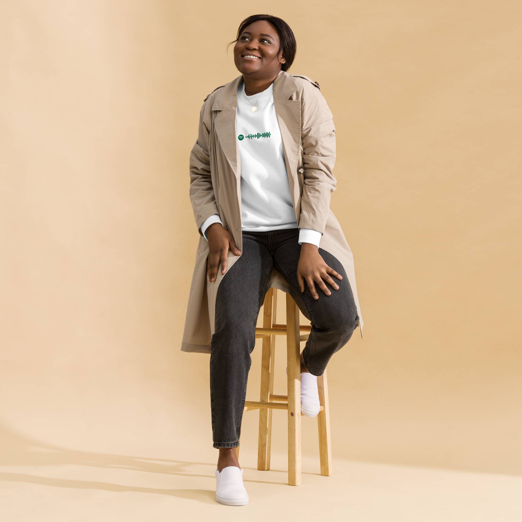 White long-sleeve shirt with custom Music Code