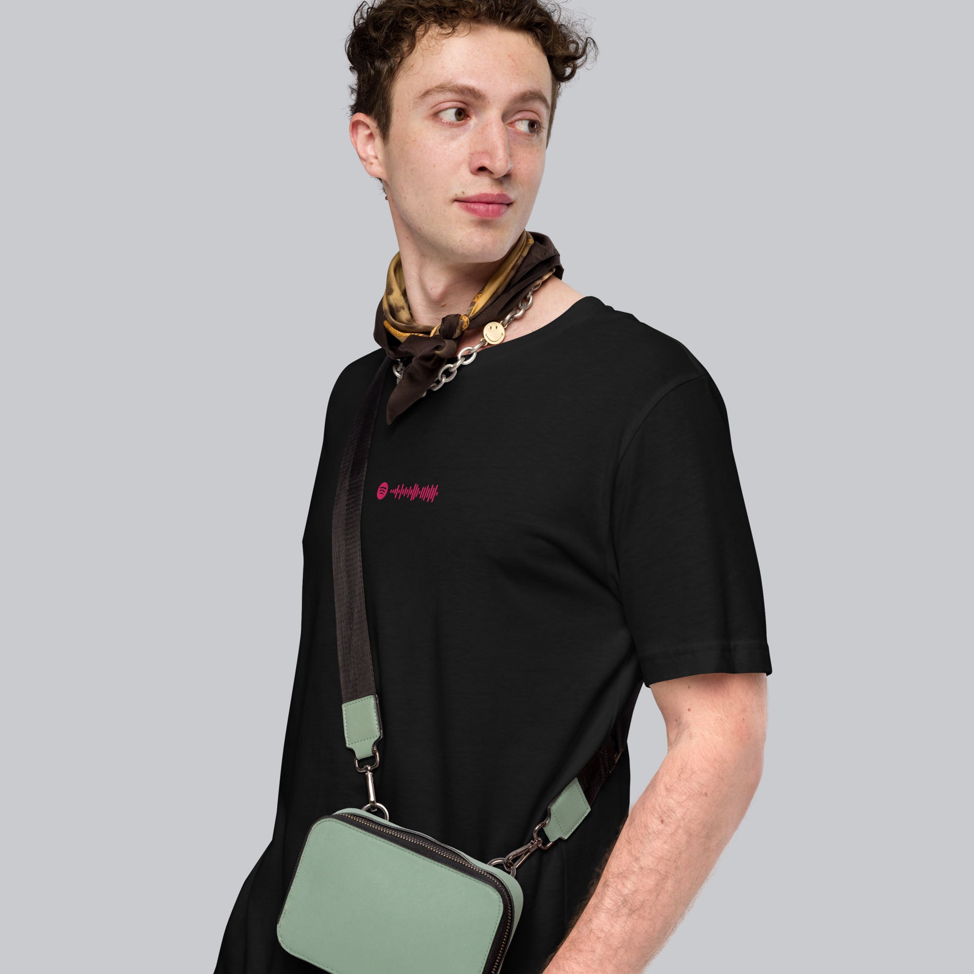 Black unisex tshirt with custom music code