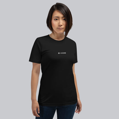 Black unisex tshirt with custom music code