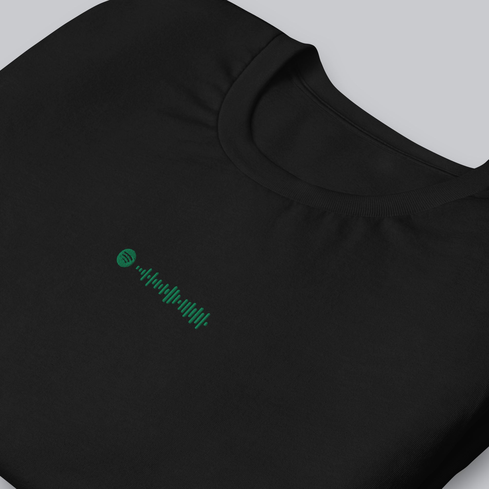 Black unisex tshirt with custom music code