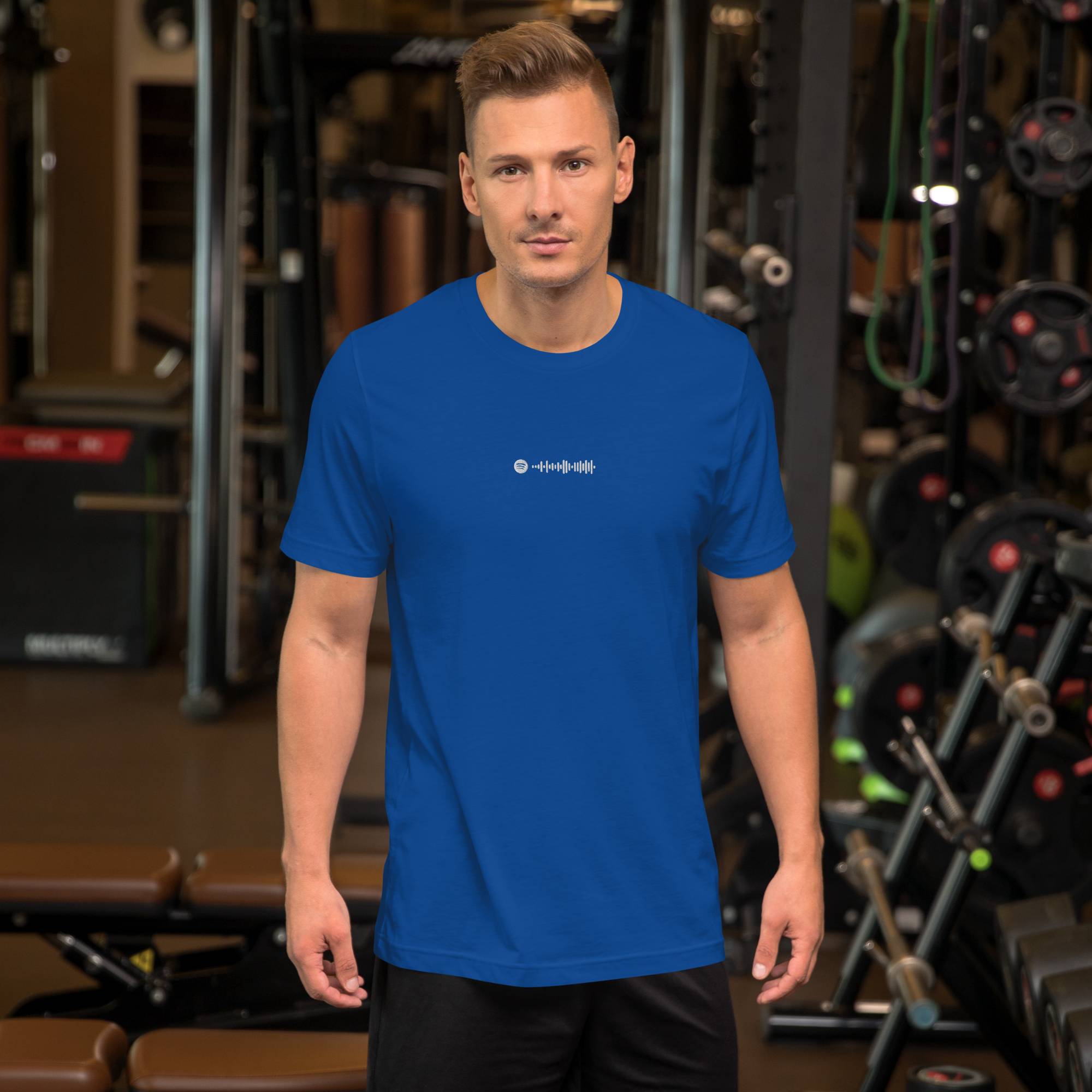 Blue unisex tshirt with custom music code