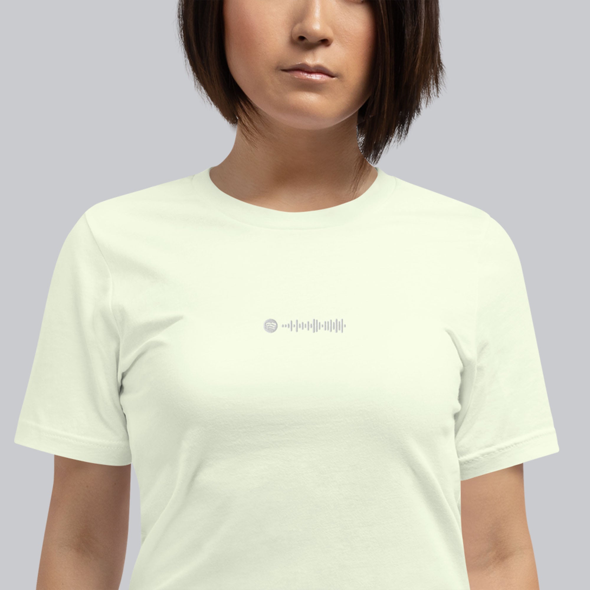 Light yellow unisex tshirt with custom music code