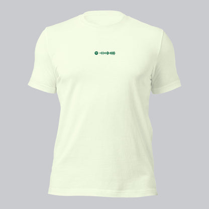 Light yellow unisex tshirt with custom music code