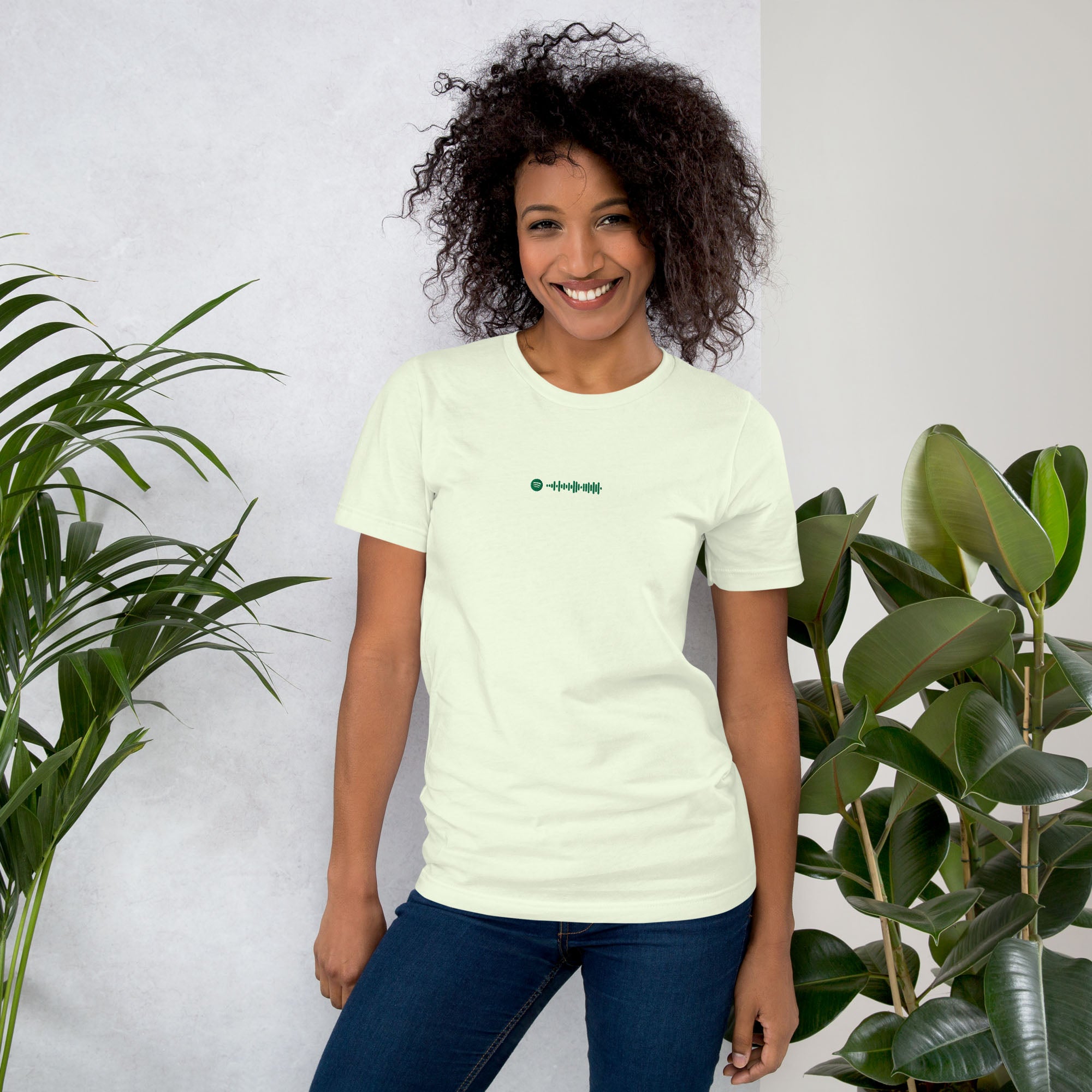 Light yellow unisex tshirt with custom music code