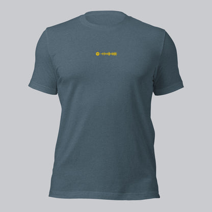 Dark grey unisex tshirt with custom music code